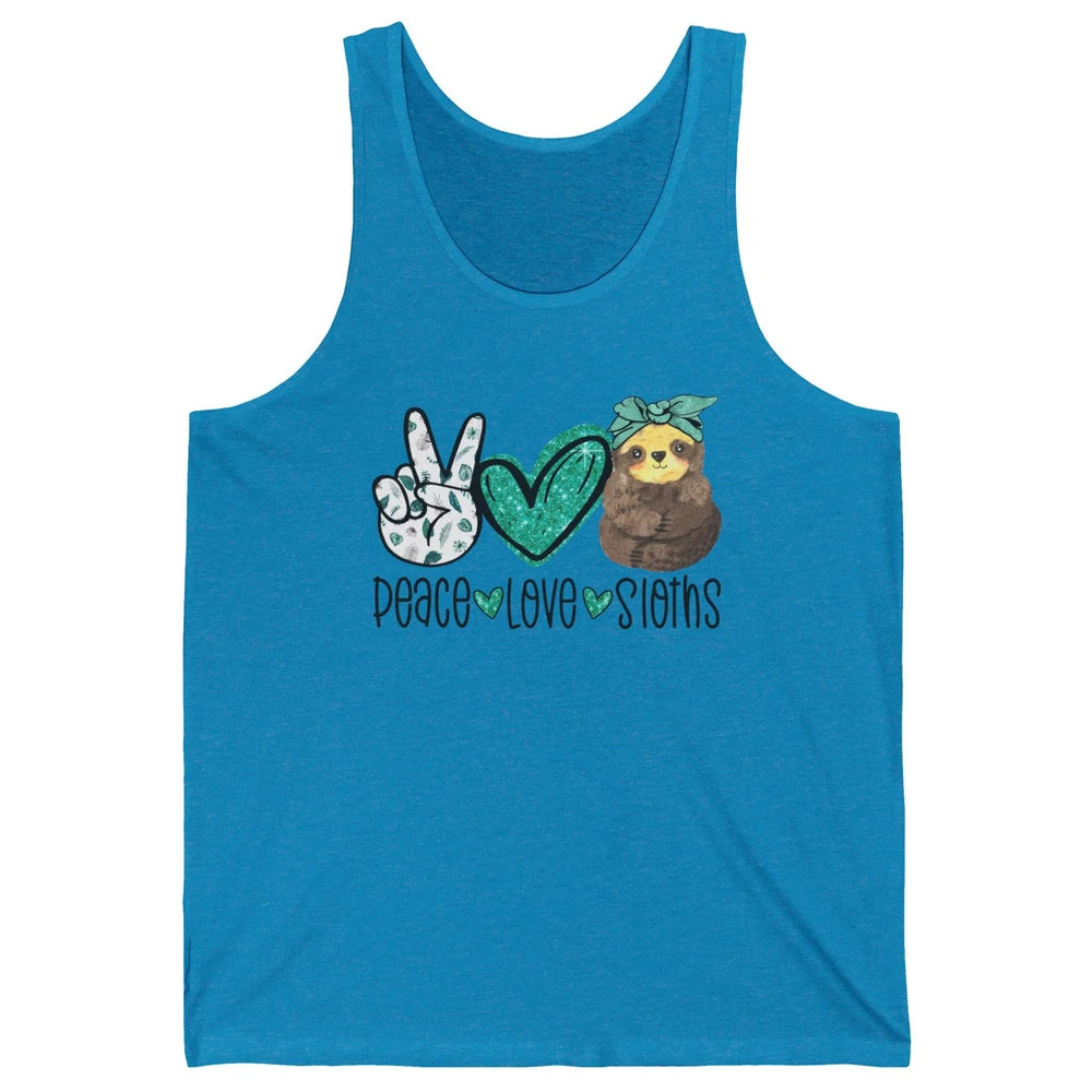 Peace Love Sloths Cute Baby Sloth With Bandana Sloth Lovers Unisex Jersey Tank