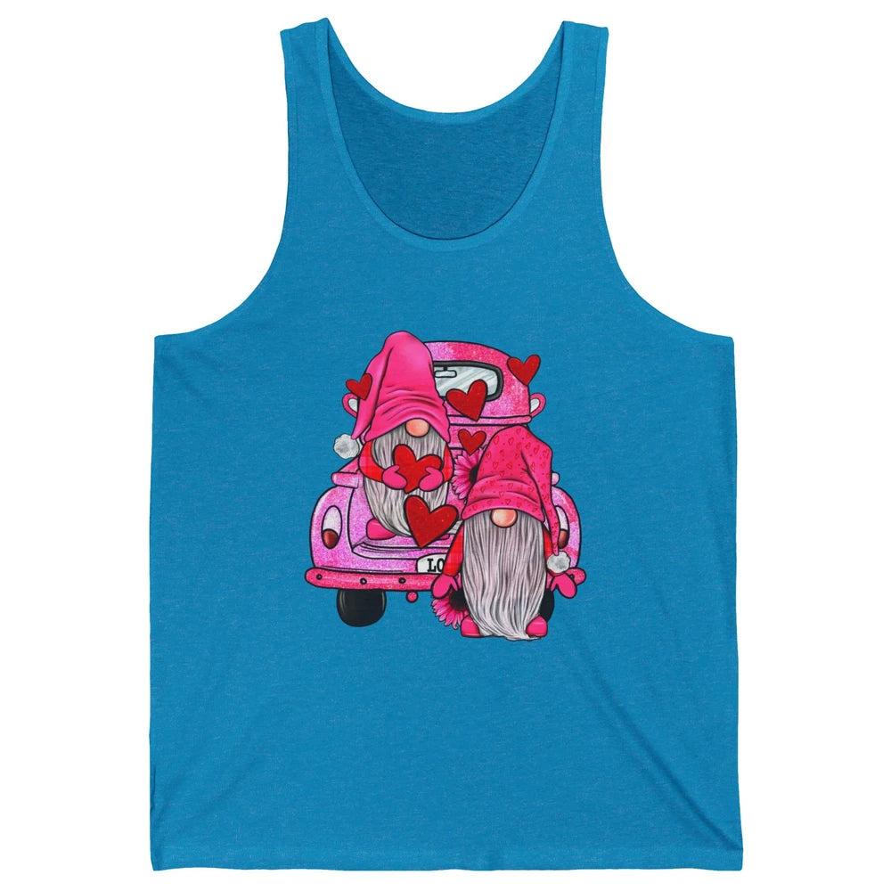 Pink Gnomes Truck Valentines Loads Of Love Western Valentine Unisex Jersey Tank