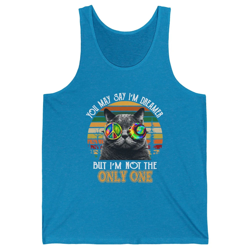 Retro Hippie Cat I'm A Dreamer Peace Lovers Hippie Soul Gift Unisex Jersey Tank