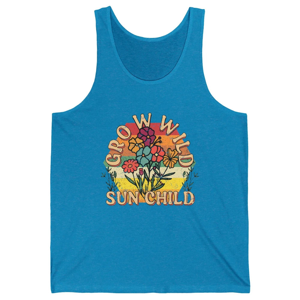Retro Grow Wild Sun Child 70s Aesthetic Boho Western Summer Unisex Jersey Tank