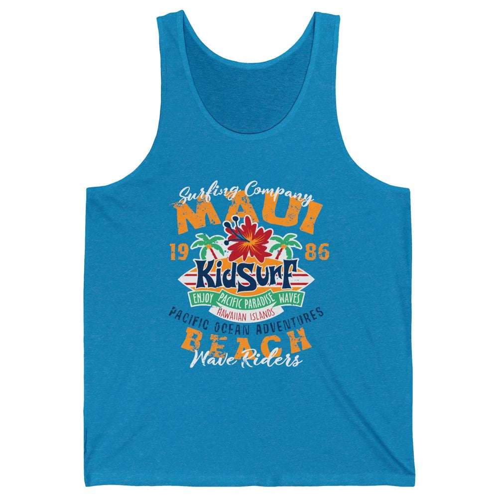Retro Maui Island 1986 Hawaii Kid Surfing Pacific Paradise Unisex Jersey Tank