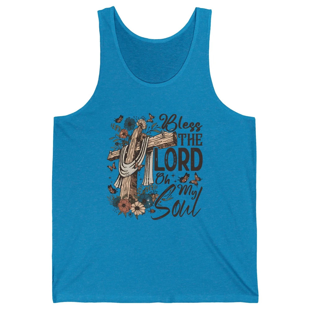 Retro Christian Floral Jesus Cross Bless The Lord Oh My Soul Unisex Jersey Tank