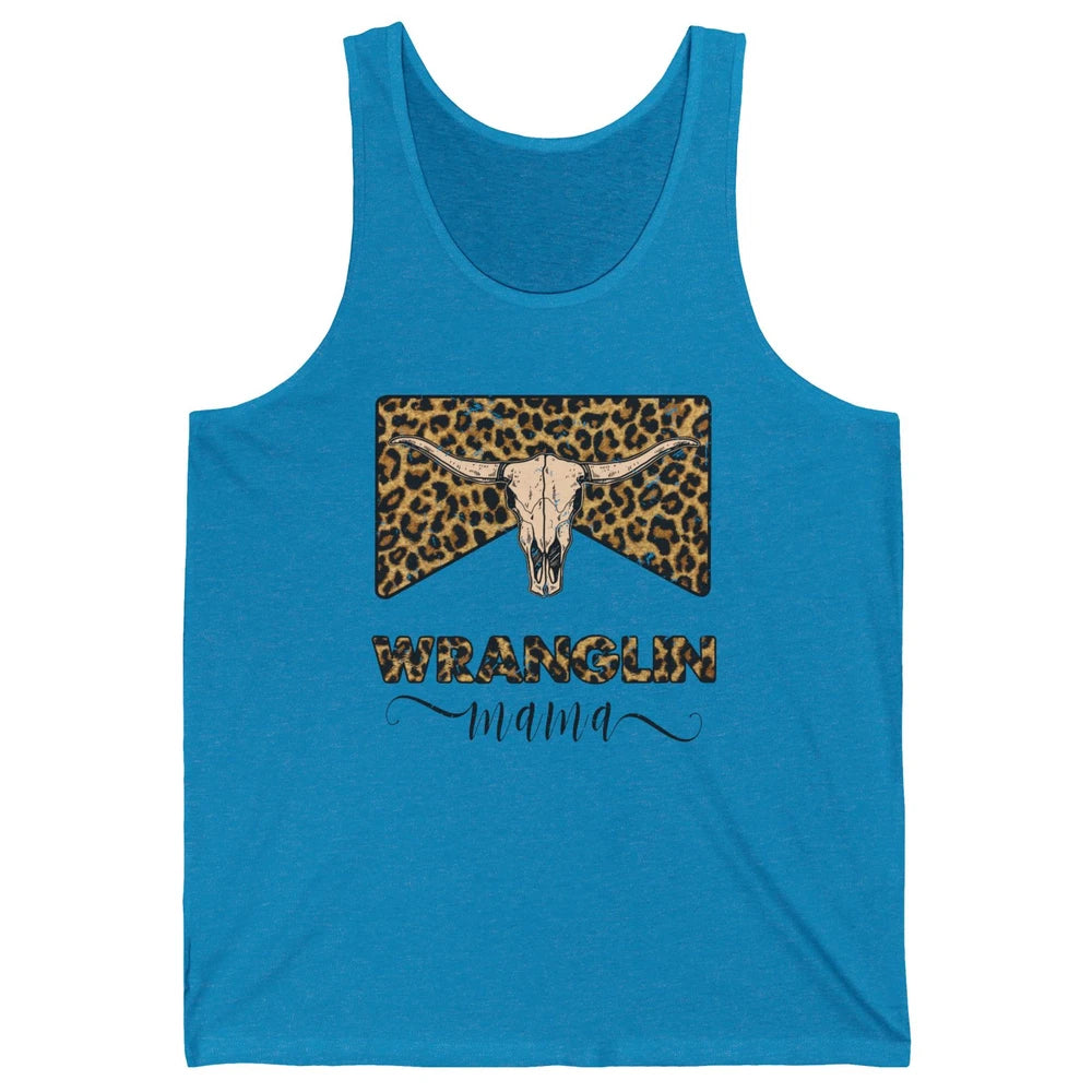Retro Leopard Bull Skull Wrangling Mama Western Country Girl Unisex Jersey Tank