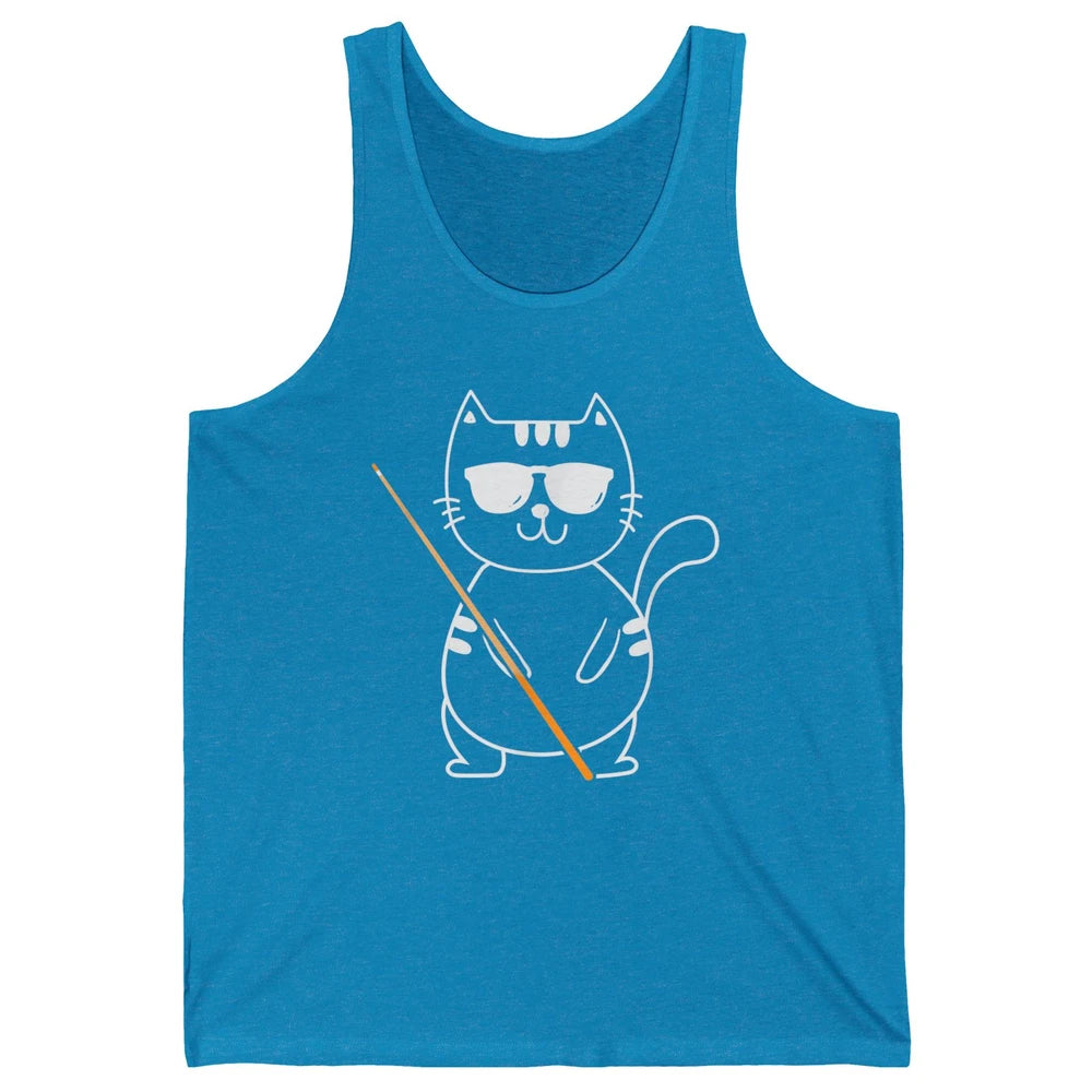 Pool Player Cool Cat Sunglasses Eight Balls Pool Snooker Pun Unisex Jersey Tank