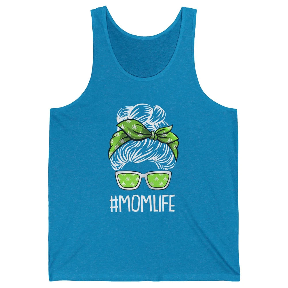 Mom Life Women Cannabis Weed Mom Lady Bun Unisex Jersey Tank