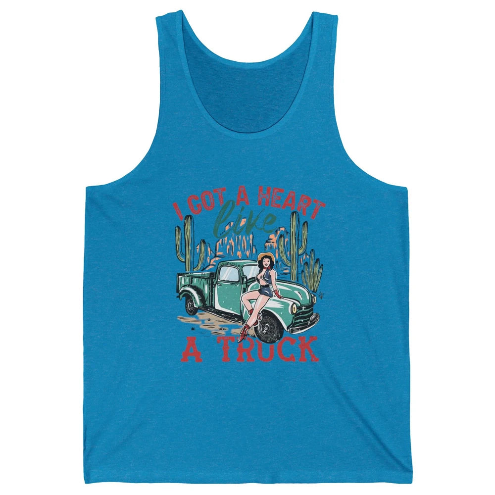 Retro Desert Cowgirl Got A Heart Like Truck Western Country Unisex Jersey Tank