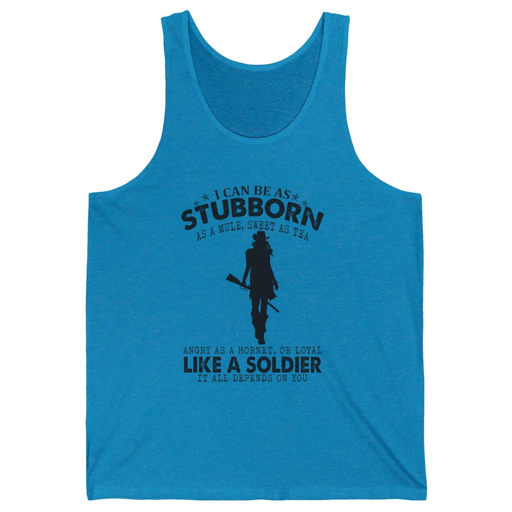 Retro Cowgirl Stubborn As Mule Sweet As Tea Western Country Unisex Jersey Tank