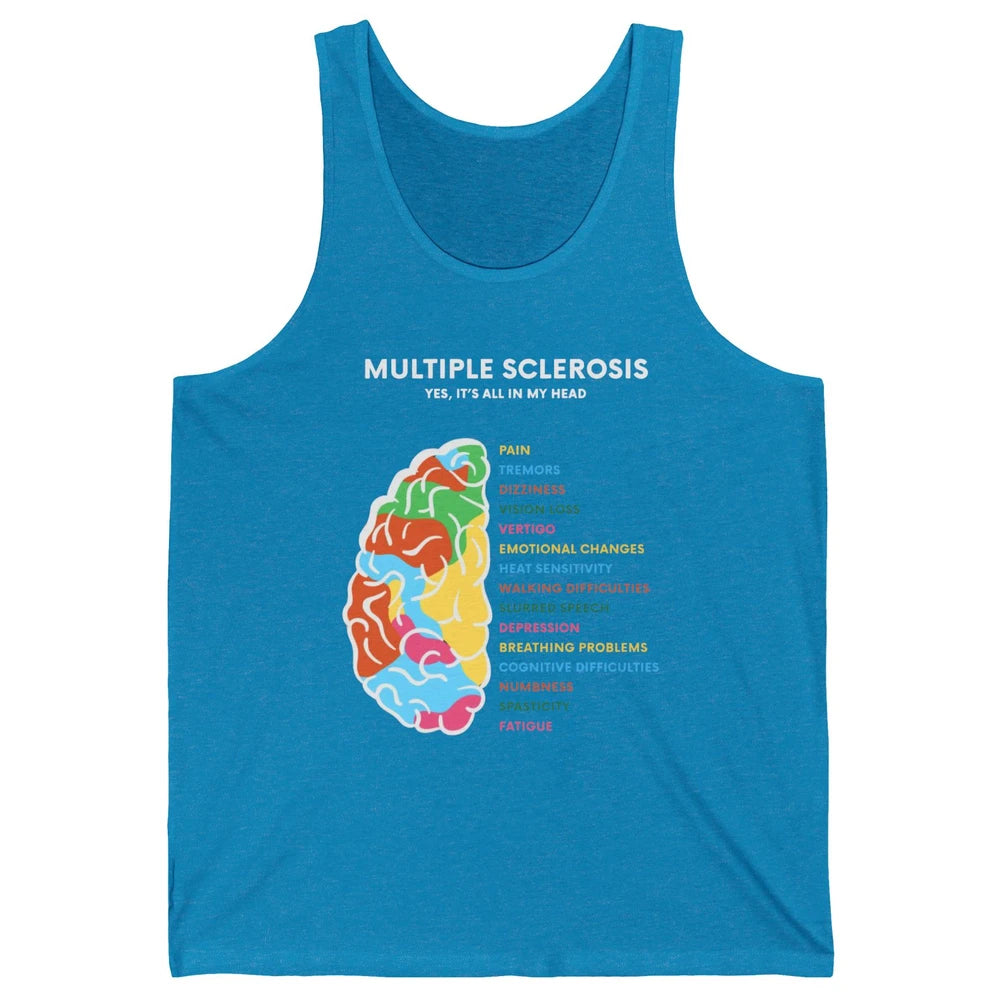 Multiple Sclerosis Awareness Its All In My Head Ms Ribbon Unisex Jersey Tank