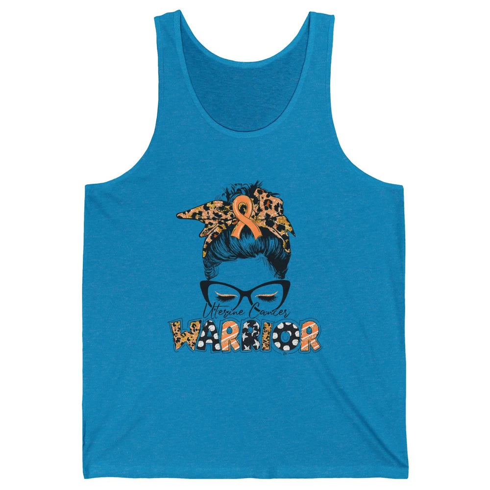 Messy Hair Leopard Woman Warrior Uterine Cancer Awareness Unisex Jersey Tank