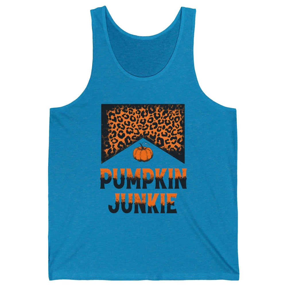 Retro Pumpkin Junkie Leopard Thanksgiving Western Country Unisex Jersey Tank