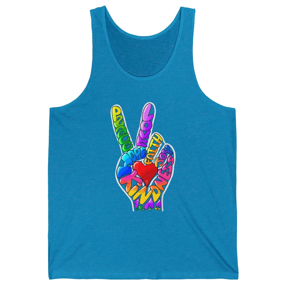 Peace Love Hope Joy Faith Kindness Word Christian Religious Unisex Jersey Tank