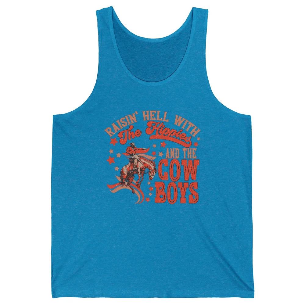 Retro Cowboy Horsing Rasing Hell With Hippie Western Country Unisex Jersey Tank