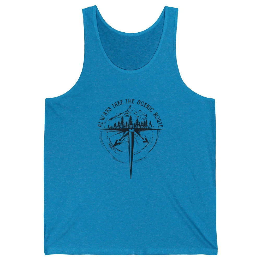 Outdoor Hiking Always Take Scenic Route Hiker Vintage Camp Unisex Jersey Tank