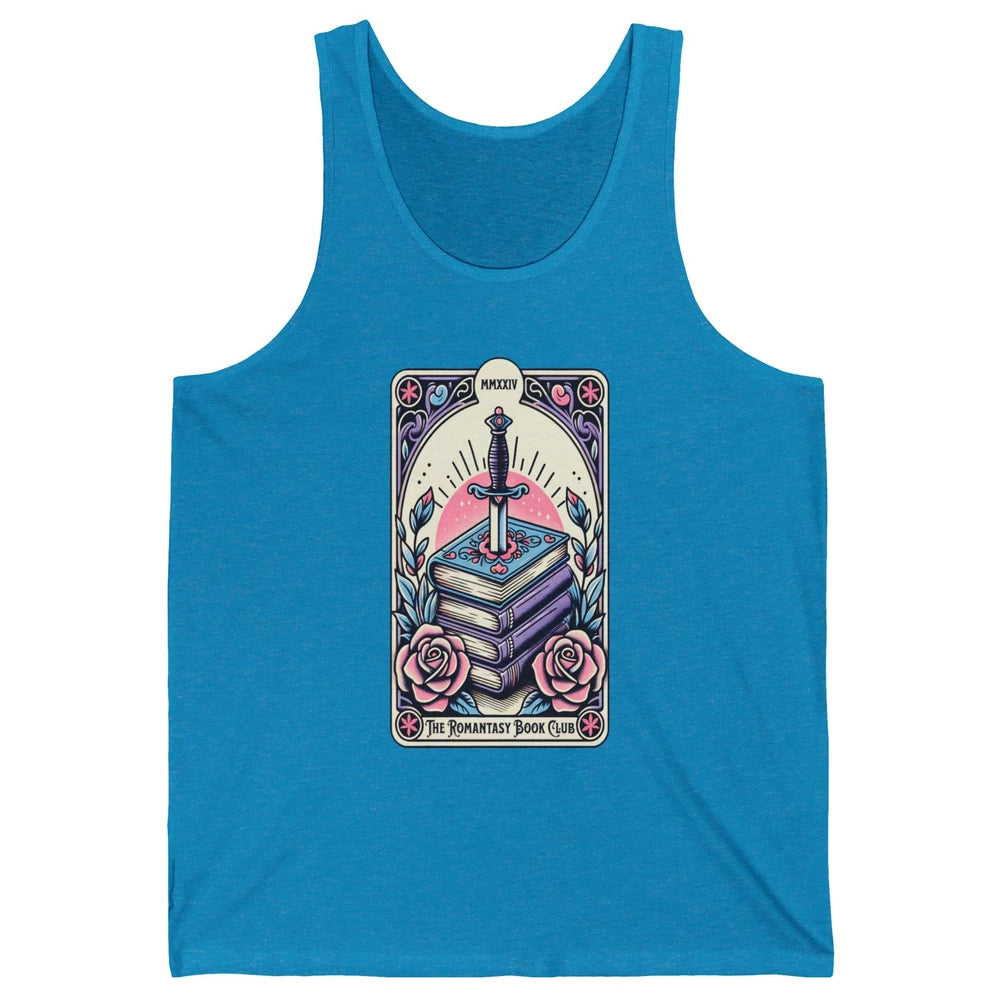 Romantasy Book Club Pastel Tarot Card Sword Floral Reading Books Bookish Bookworm Unisex Jersey Tank