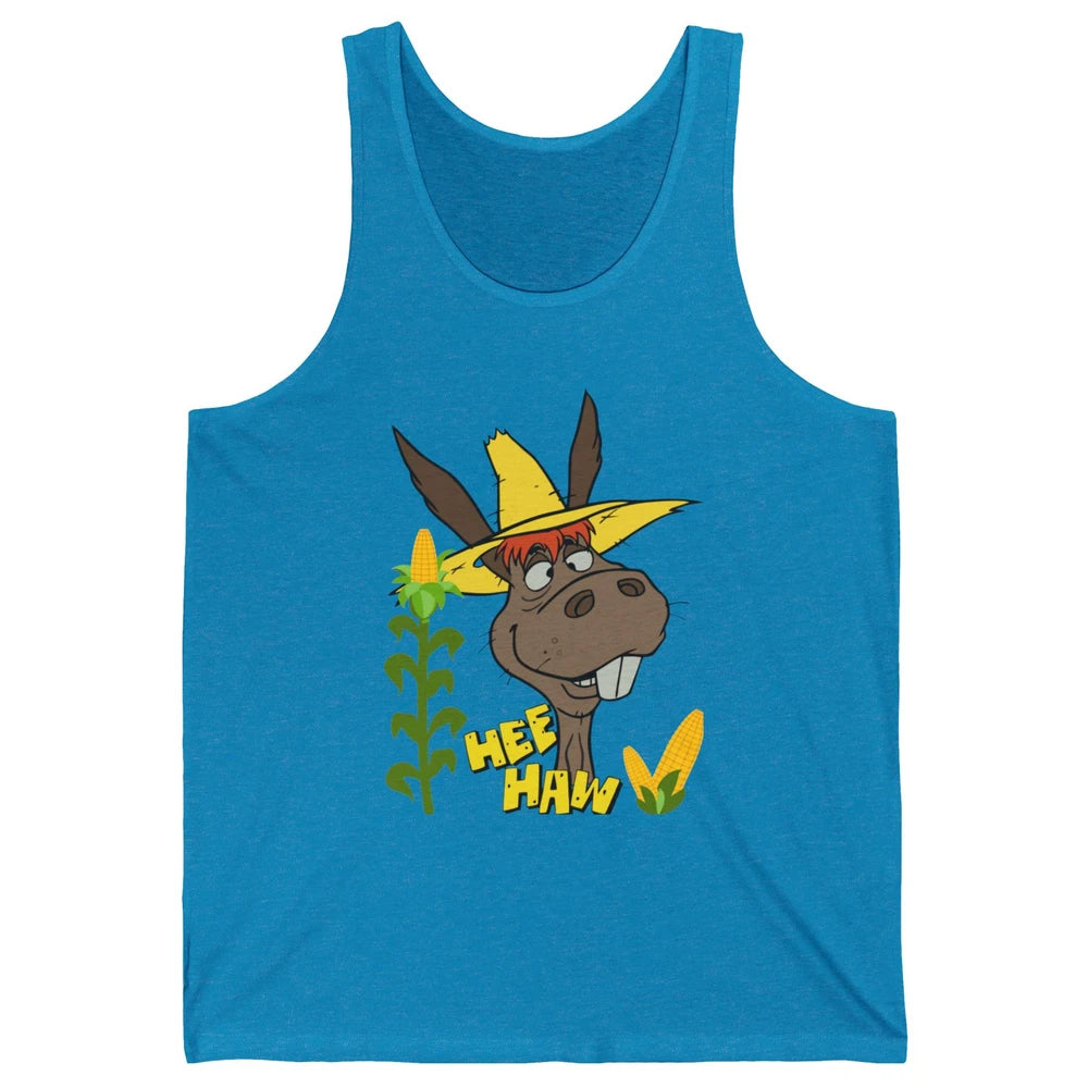 Funny Donkey Face Hee Haw Farming Life Farm Animal Corn Life Unisex Jersey Tank