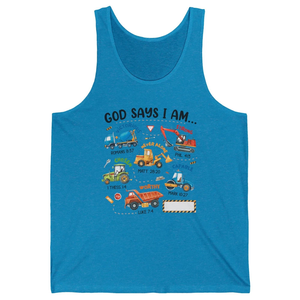 Construction Boy Christian God Say I'm Bible Verse Religious Unisex Jersey Tank