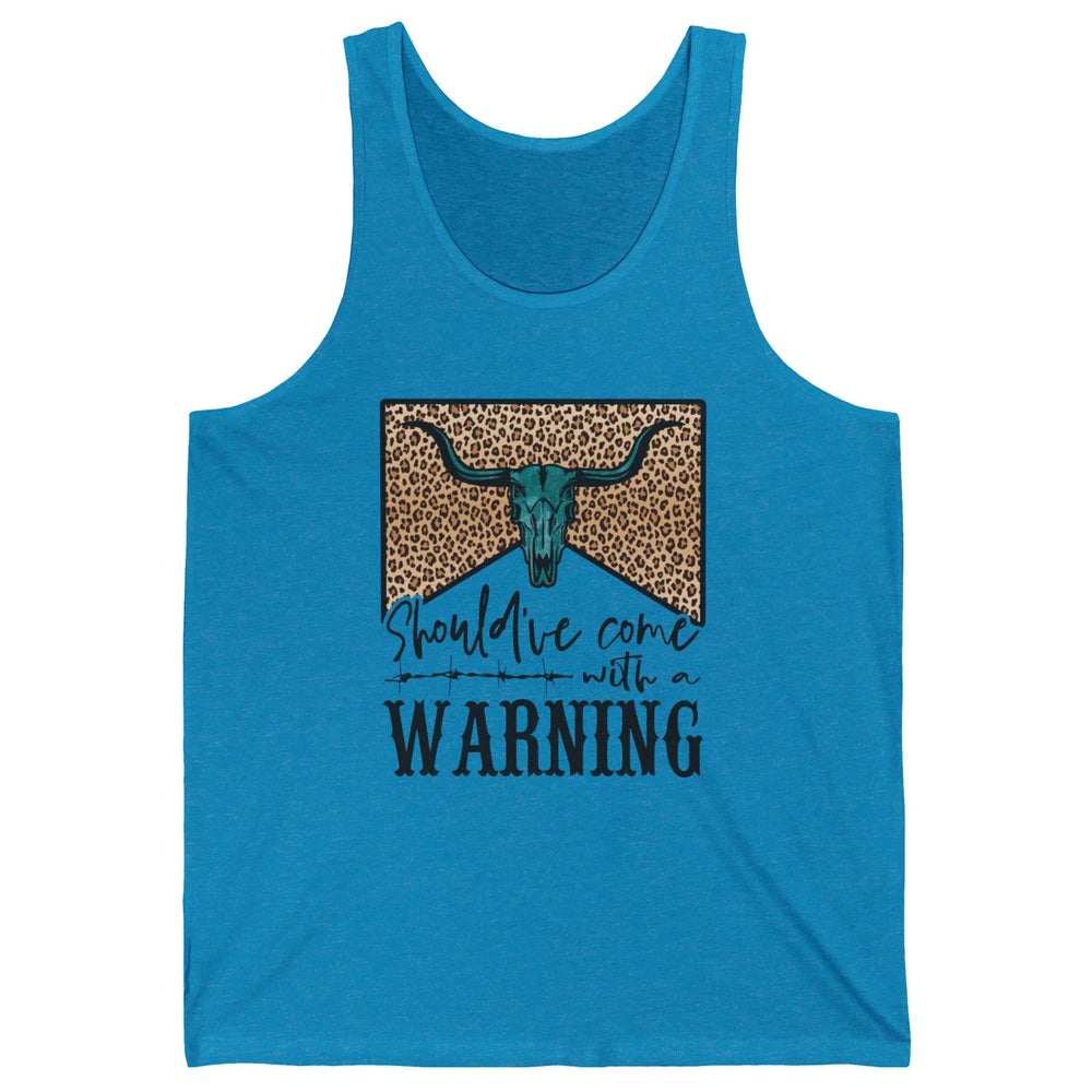 Retro Bull Skull Should've Come With Warning Western Country Unisex Jersey Tank