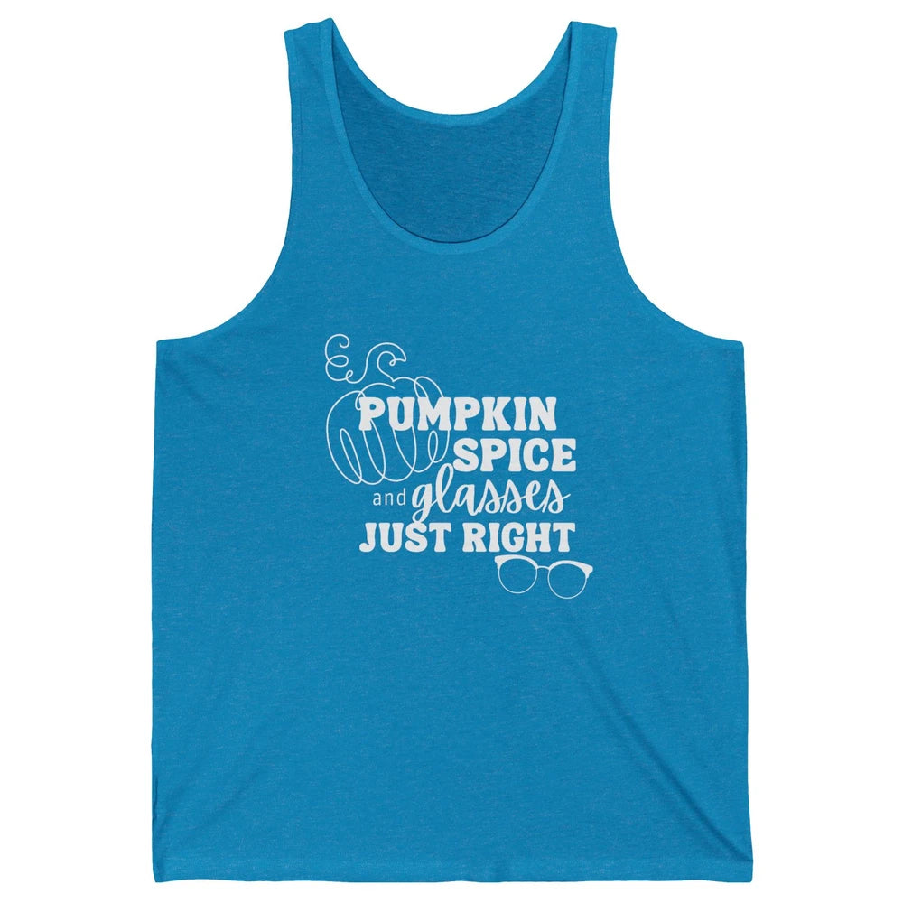 Optometrist Pumpkin Spice Glasses Just Right Optician Fall Unisex Jersey Tank
