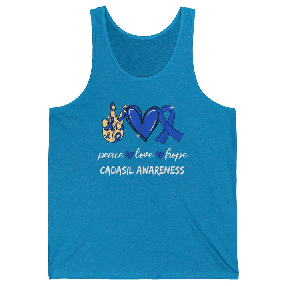 Peace Love Hope Heart Love Cadasil Awareness Blue Ribbon Unisex Jersey Tank
