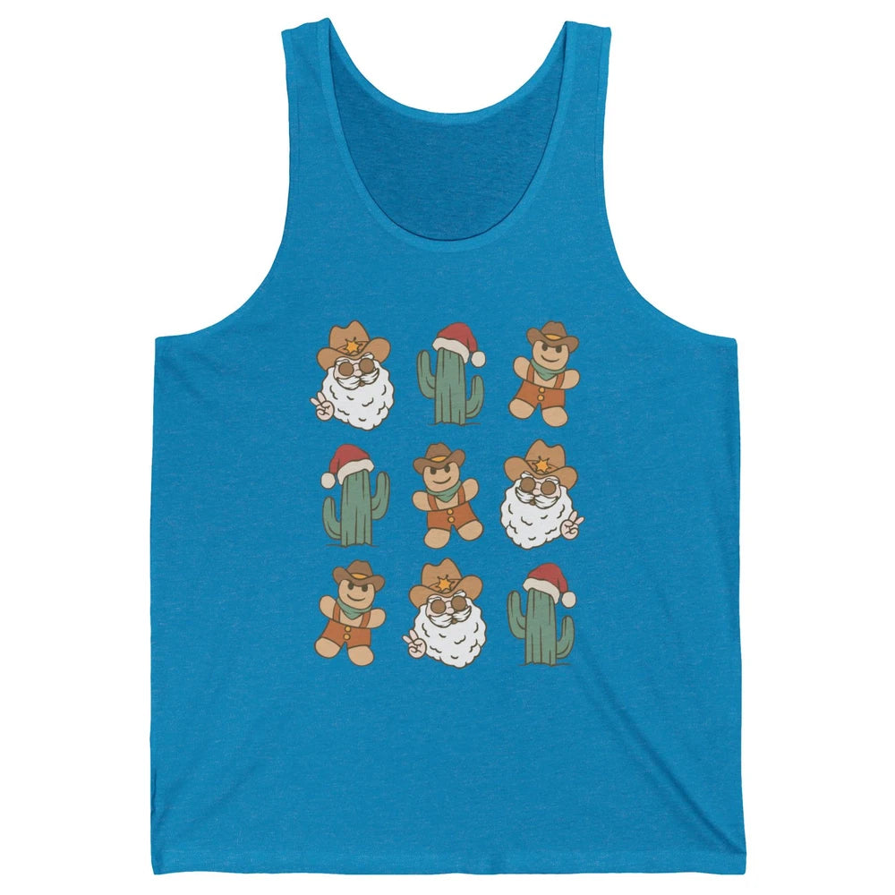 Cowboy Santa Gingerbread Desert Cactus Western Country Xmas Unisex Jersey Tank