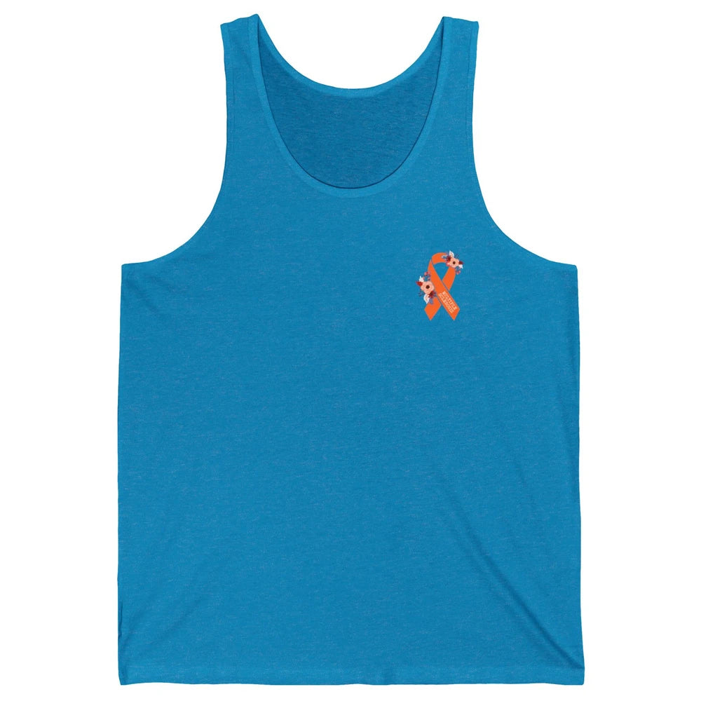 Multiple Sclerosis Awareness Floral Orange Ribbon Rainbow Unisex Jersey Tank
