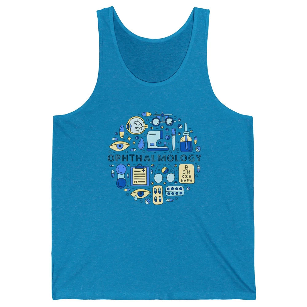 Optometrist Eye Chart Phoropter Symbols Ophthalmology Tech Unisex Jersey Tank