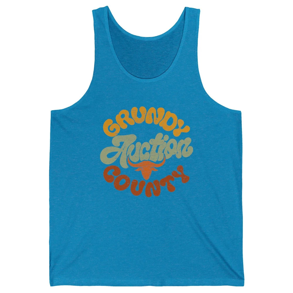 Retro Cow Cattle Grundy County Auction Western Country Farm Unisex Jersey Tank