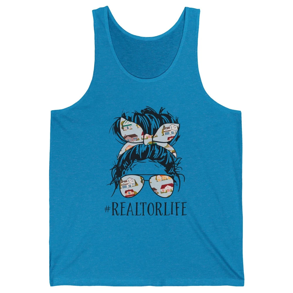 Realtor Life Messy Bun Real Estate Agent Housing Investment Unisex Jersey Tank