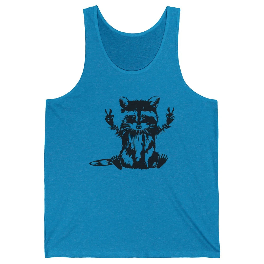 Funny Racoon Peace Sign Trashed Racoon Panda Lovers Gift Unisex Jersey Tank