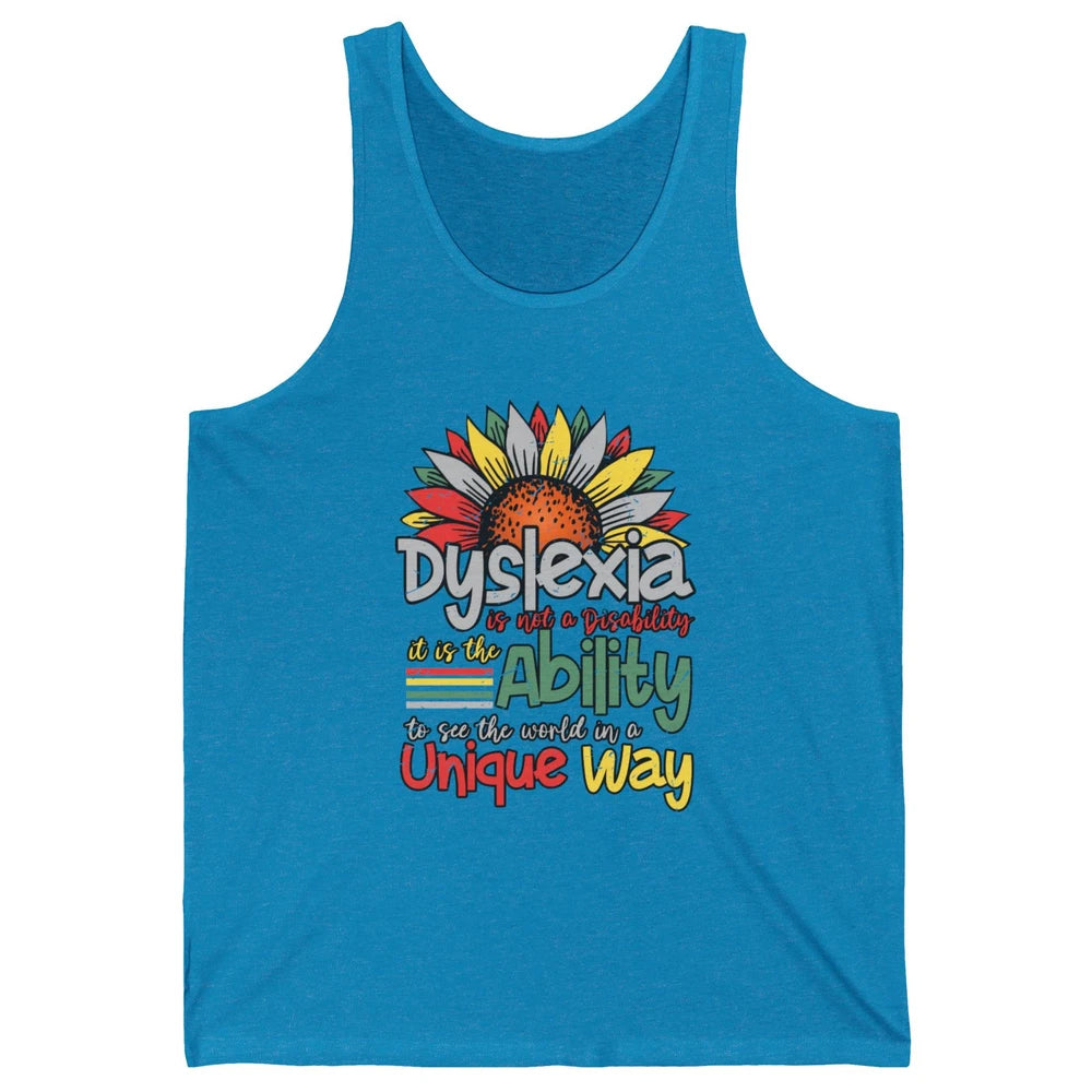 Retro Dyslexia A Different Ability Not Disability Sunflower Unisex Jersey Tank