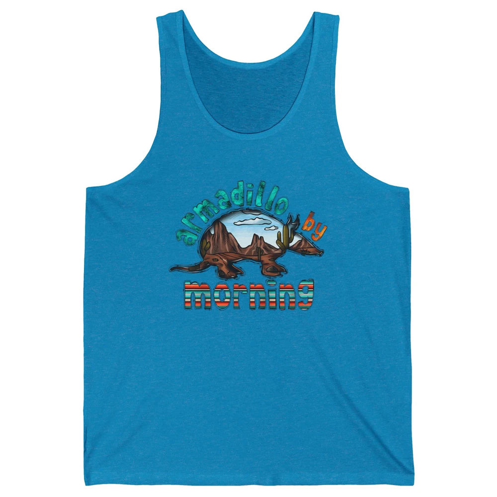 Retro Desert Sunset Armadillo By Morning Western Country Unisex Jersey Tank