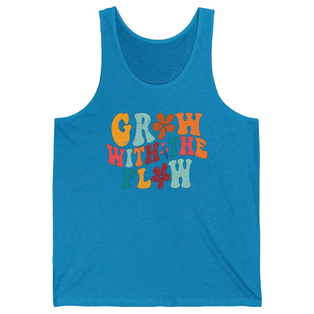Retro Flower Grow With The Flow Summer Vintage Positive Life Unisex Jersey Tank
