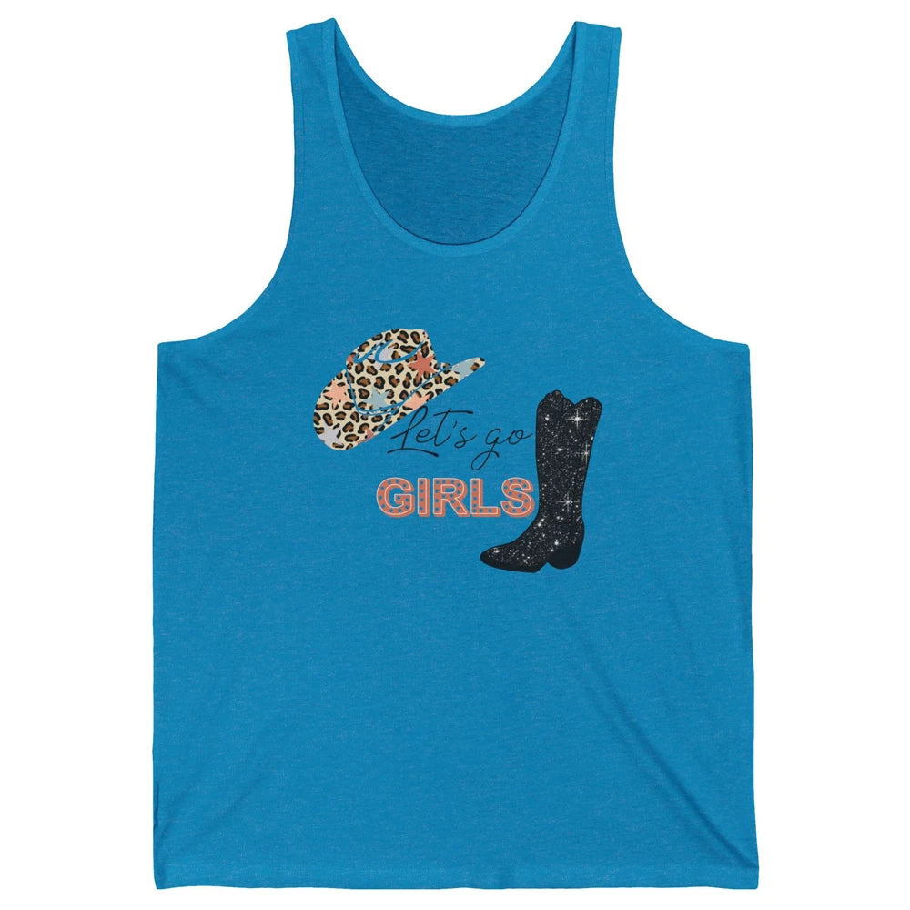 Retro Leopard Cowboy Boots Let's Go Girls Western Cowgirls Unisex Jersey Tank