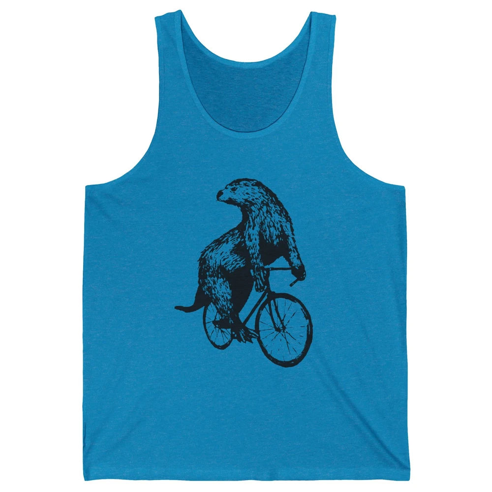 Otter Riding A Bicycle Funny Bike Rider Cute Otters Vintage Unisex Jersey Tank