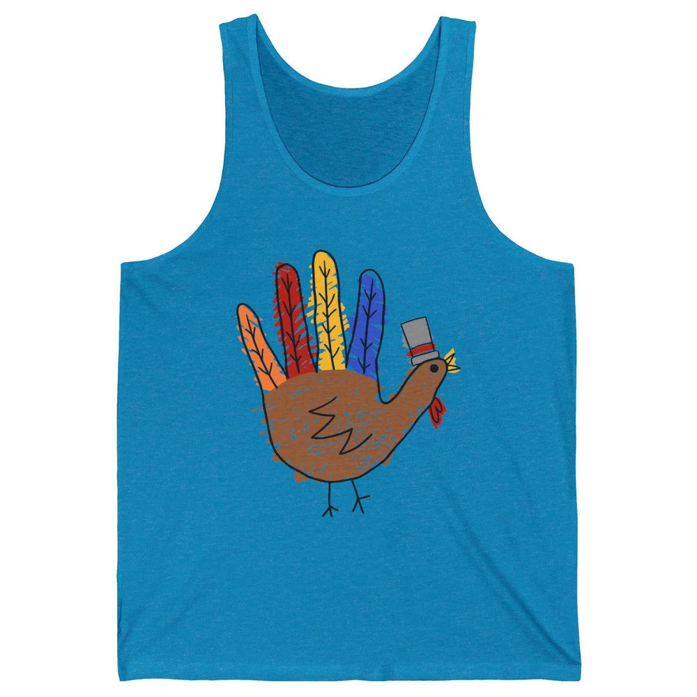 Thanksgiving Hand Turkey Funny Thanksgiving Teacher Thankful Unisex Jersey Tank