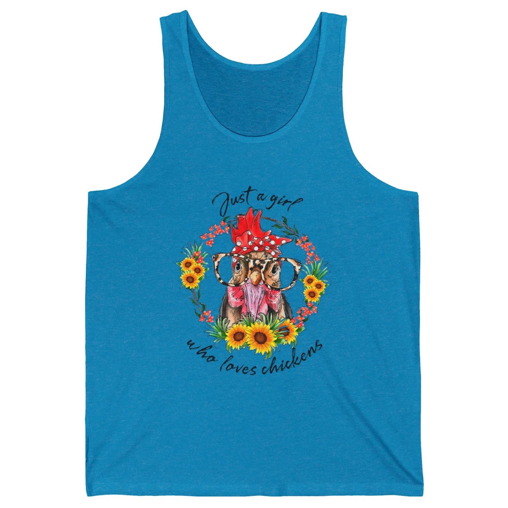 Retro Just Girl Loves Chickens Flower Chicken Farm Animal Unisex Jersey Tank