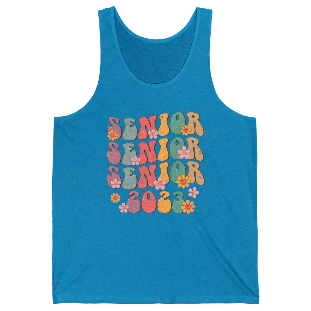 Retro Groovy Daisy Senior 2023 Graduation Gift Class Of 2023 Unisex Jersey Tank
