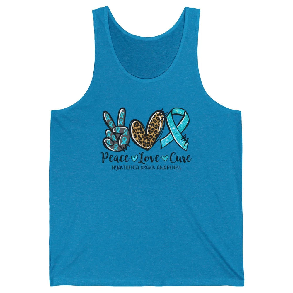 Myasthenia Gravis Awareness Ribbon Peace Love Cure Leopard Unisex Jersey Tank
