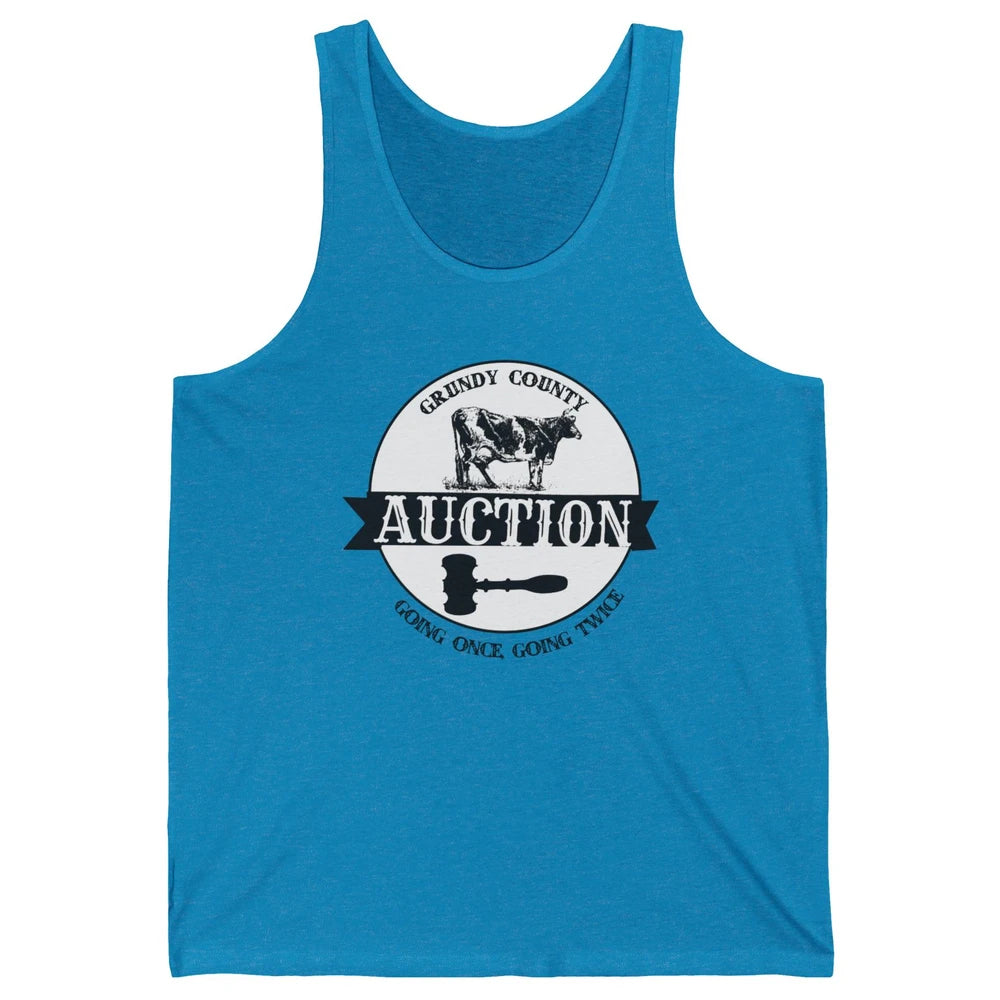 Retro Cow Cattle Grundy County Auction Western Country Farm Unisex Jersey Tank