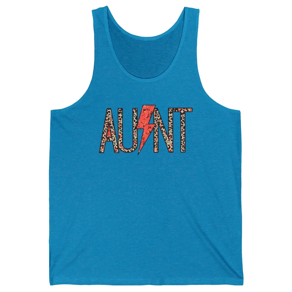 Retro Leopard Aunt Lightning Bolt Western Country Auntie Unisex Jersey Tank