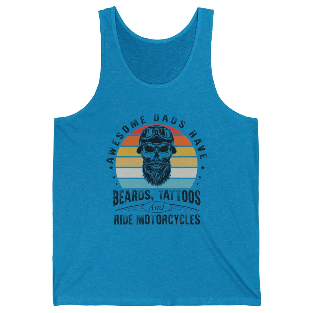 Retro Awesome Dads Have Beards Tattoos And Ride Motorcycles Unisex Jersey Tank