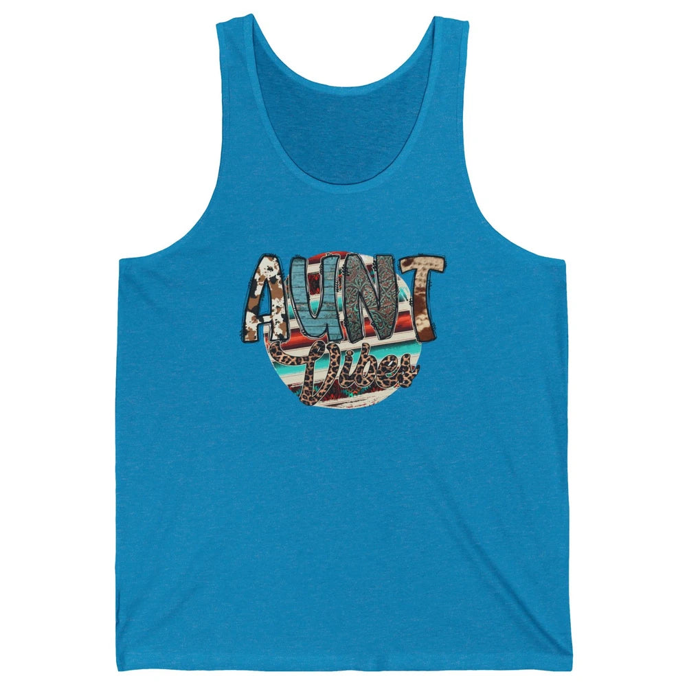 Retro Aunt Vibes Western Aunt Cowhide Leopard Auntie Gift Unisex Jersey Tank