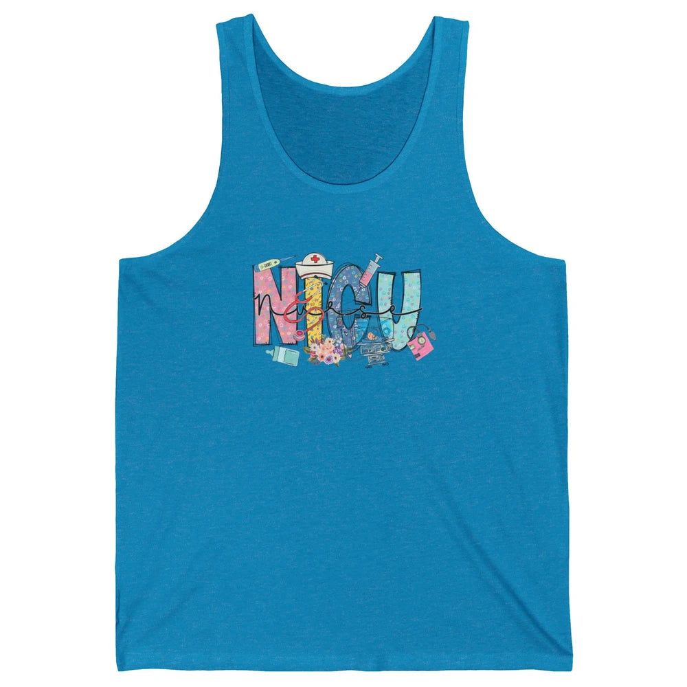 Nicu Nurse Registered Therapist Nursing Floral Leopard Care Unisex Jersey Tank