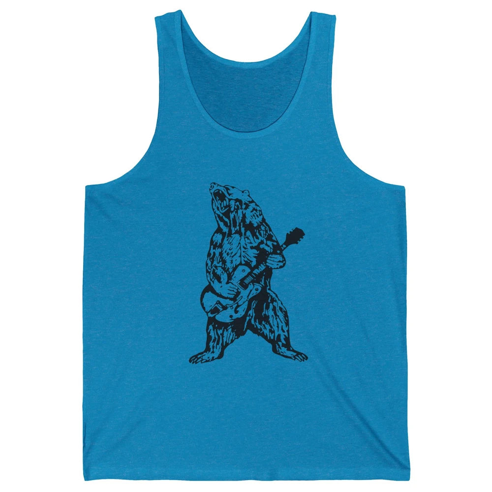 Retro Bear Playing Bass Guitar Bear Guitarist Musician Gift Unisex Jersey Tank