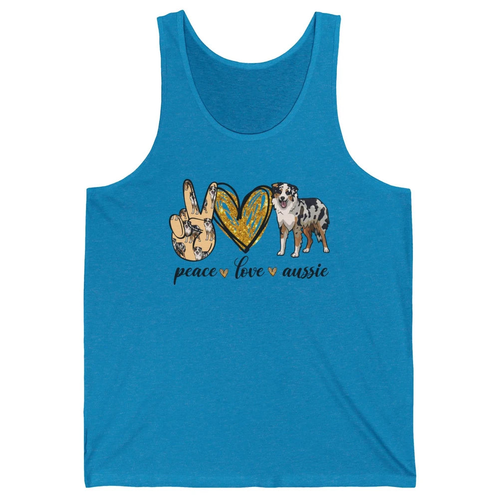 Peace Love Aussie Dog Lovers Australian Shepherd Dad Mom Unisex Jersey Tank
