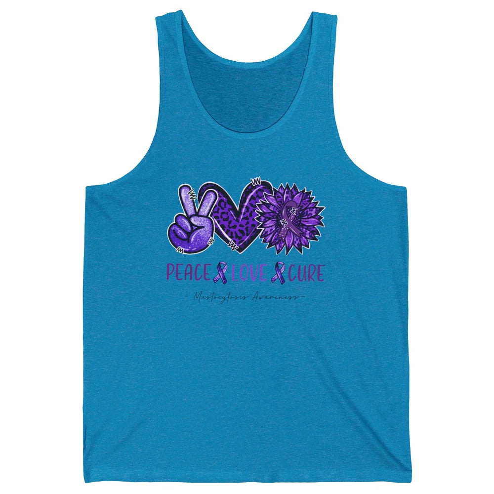 Mastocytosis Awareness Purple Ribbon Peace Love Fight Unisex Jersey Tank