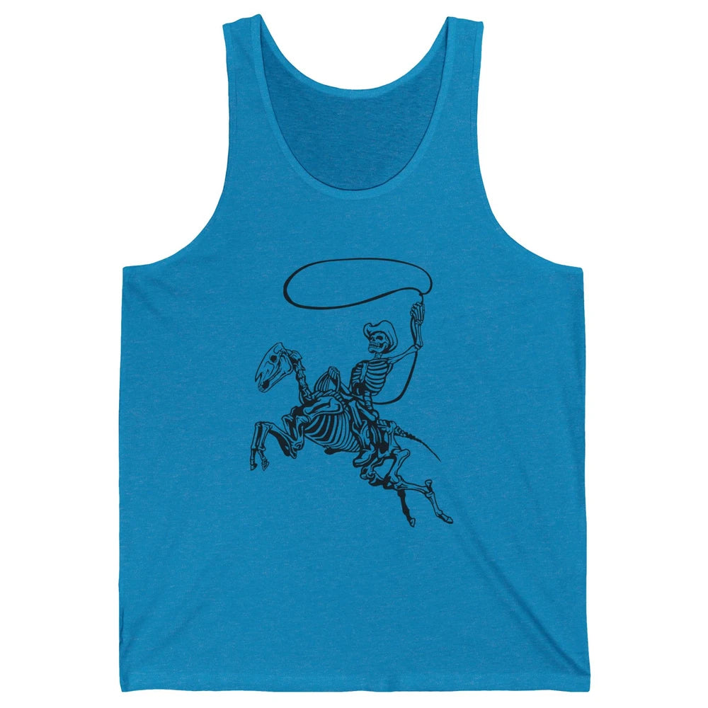 Retro Cowboy Skeleton Lassoing Western Country Horse Lovers Unisex Jersey Tank
