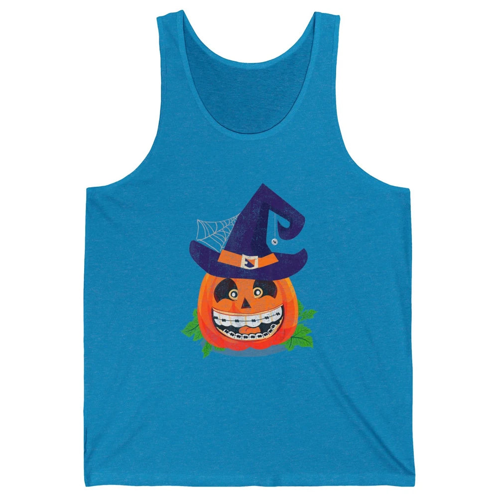Pumpkin Witch Teeth Braces Dental Dentist Halloween Spooky Unisex Jersey Tank