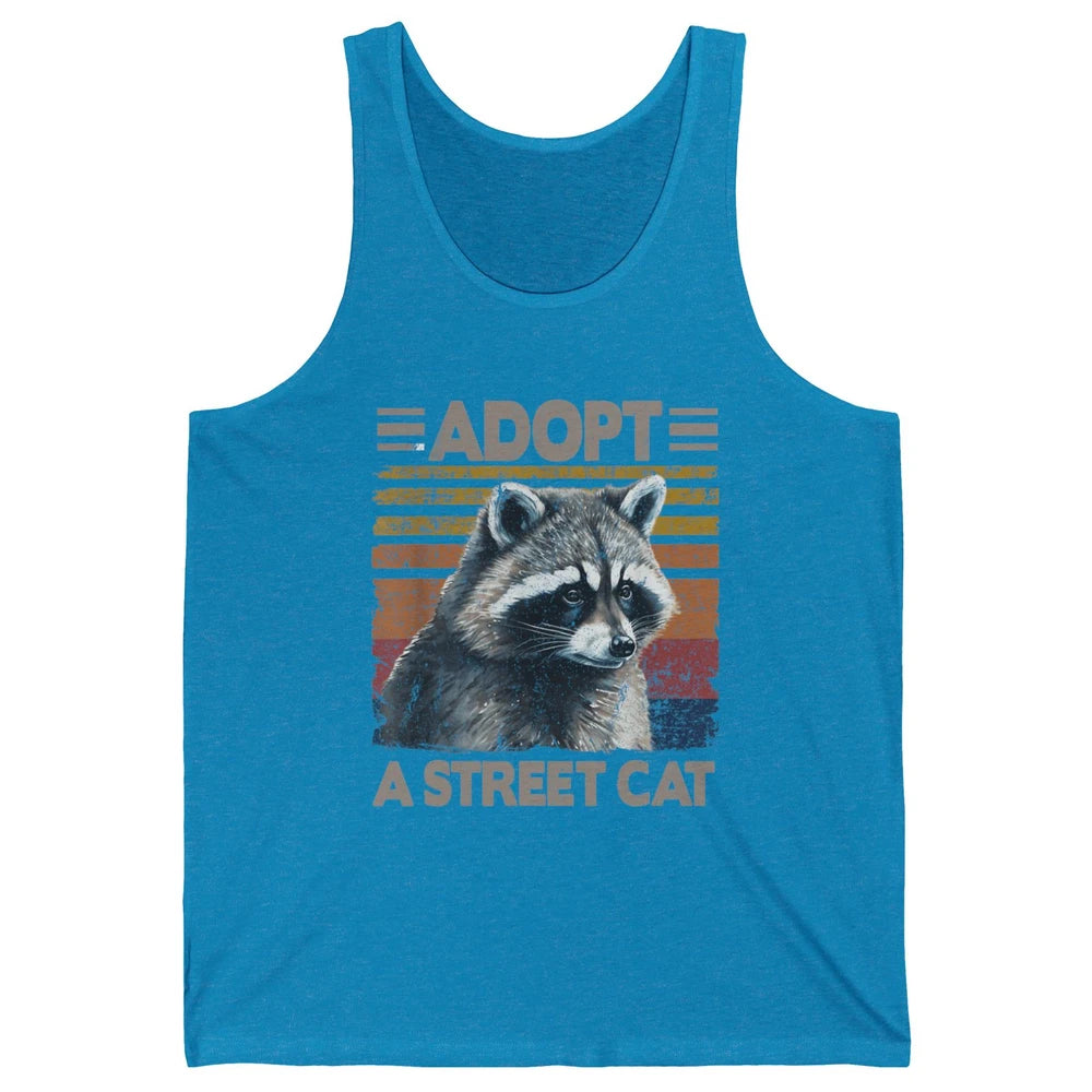 Retro Adopt A Street Cat Raccoon Watercolor Possum Adoption Unisex Jersey Tank