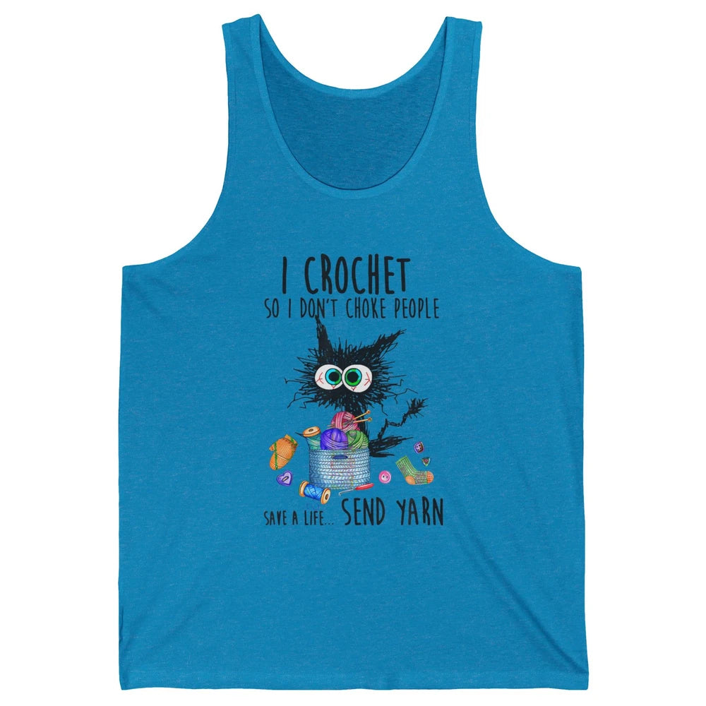 I Crochet So I Dont Choke People Cute Black Cat Knit Vintage Unisex Jersey Tank